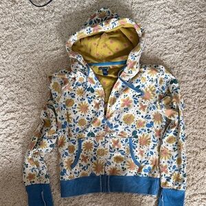 Lucky Floral Hoodie with zig zag decorative stitching